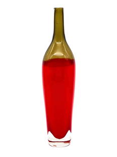 Murano Sommerso Glass Bottle By Alfredo Barbini: Murano Sommerso Glass Bottle By Alfredo Barbini. Signed. Measures 13 7/8" H x 3 1/4" D. In great condition, no chips or cracks. All Items Are Third party shipping or free local pick-up within 60 days
