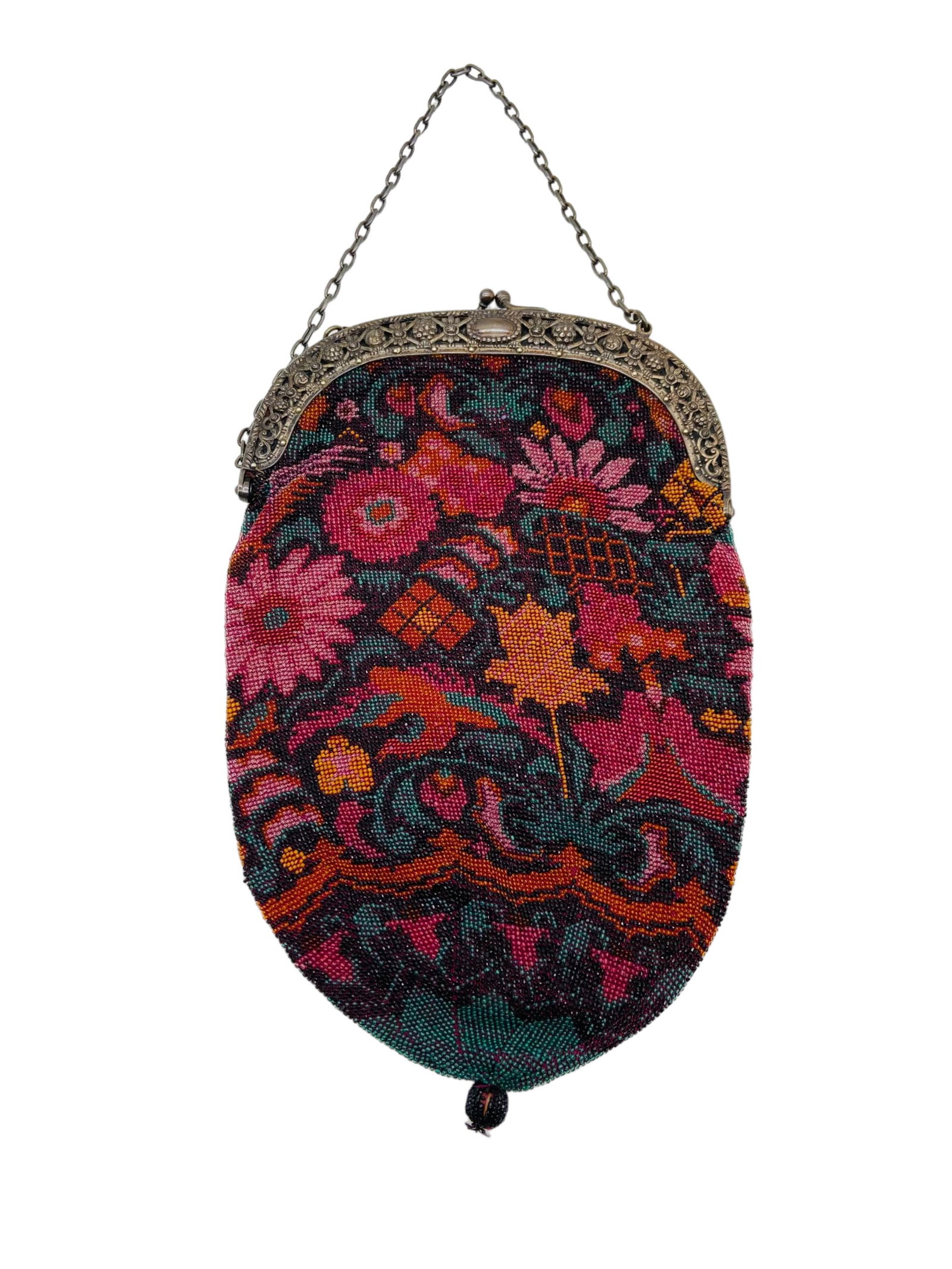 Antique Beaded Purse with Silver Frame (1 of 5)