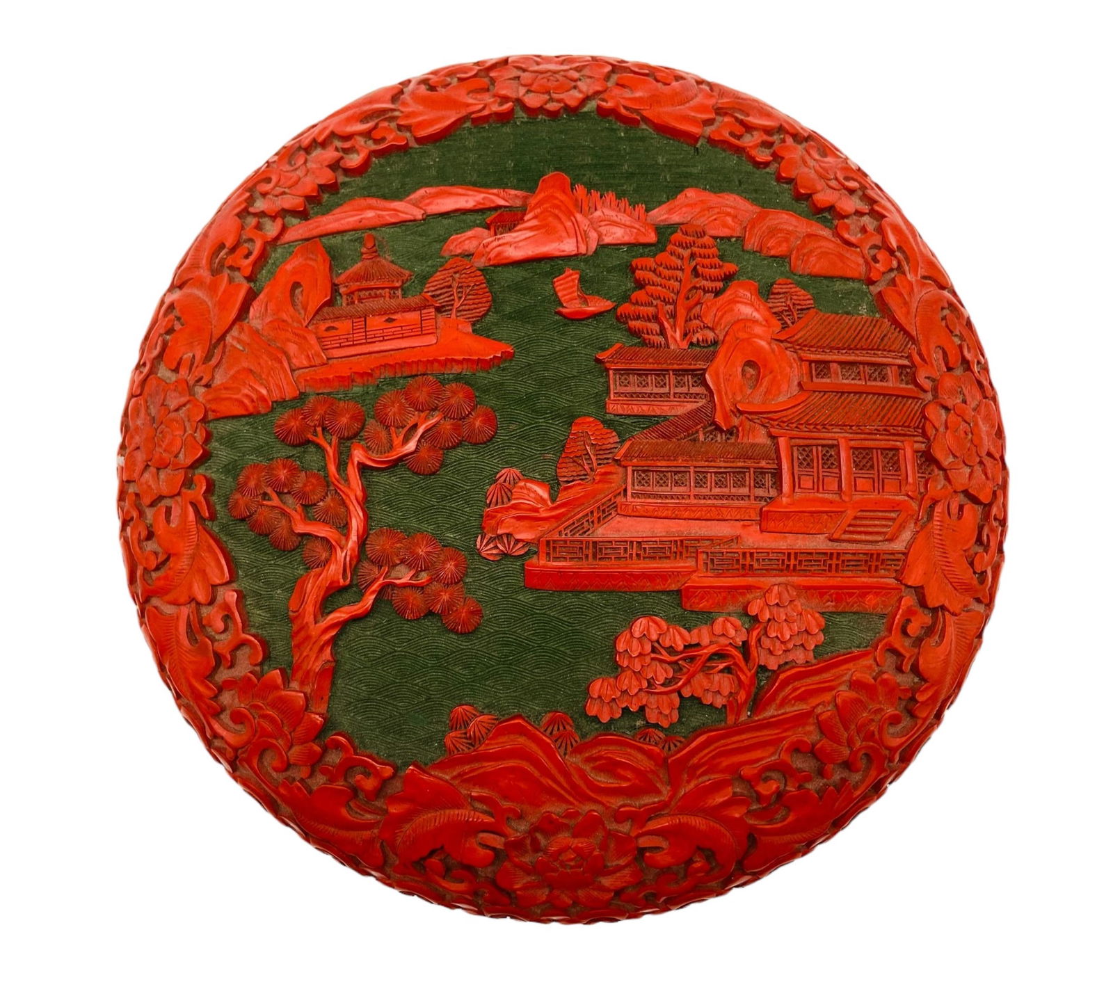 Antique Two Color Cinnabar Chinese Wedding Box (1 of 5)