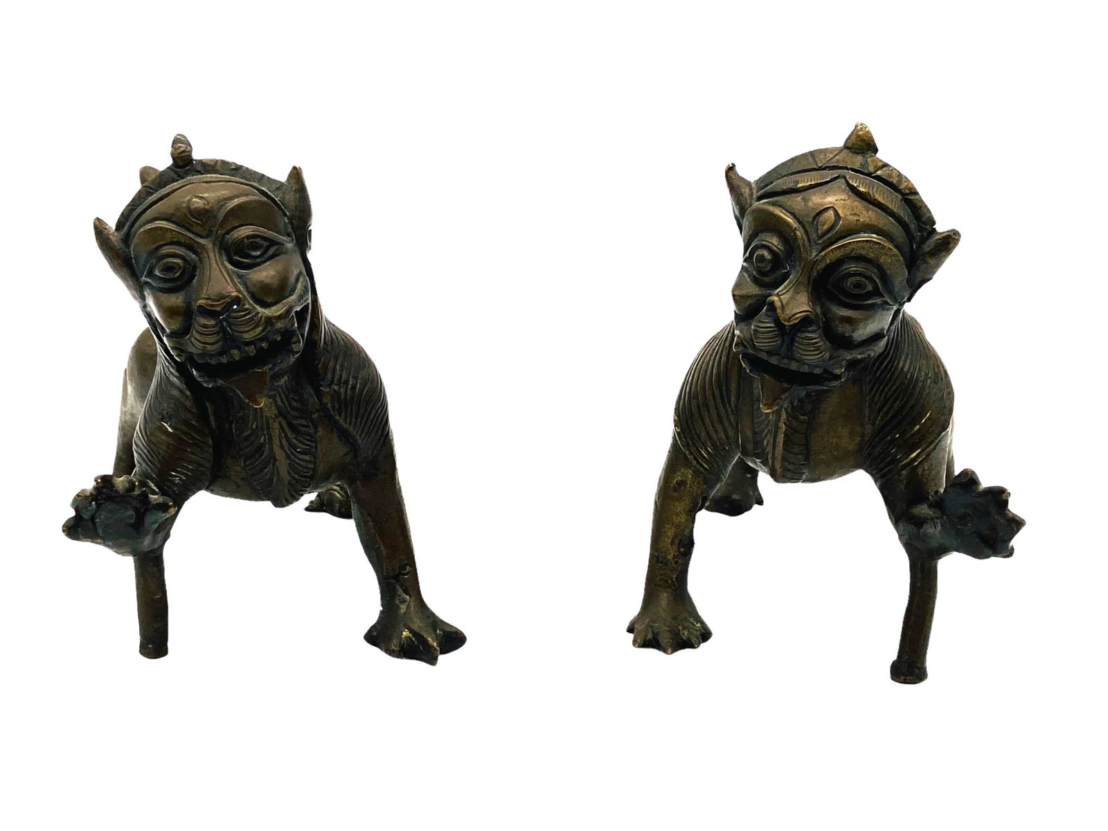Bronze Chinese Foo Lions Temple Figures (1 of 5)