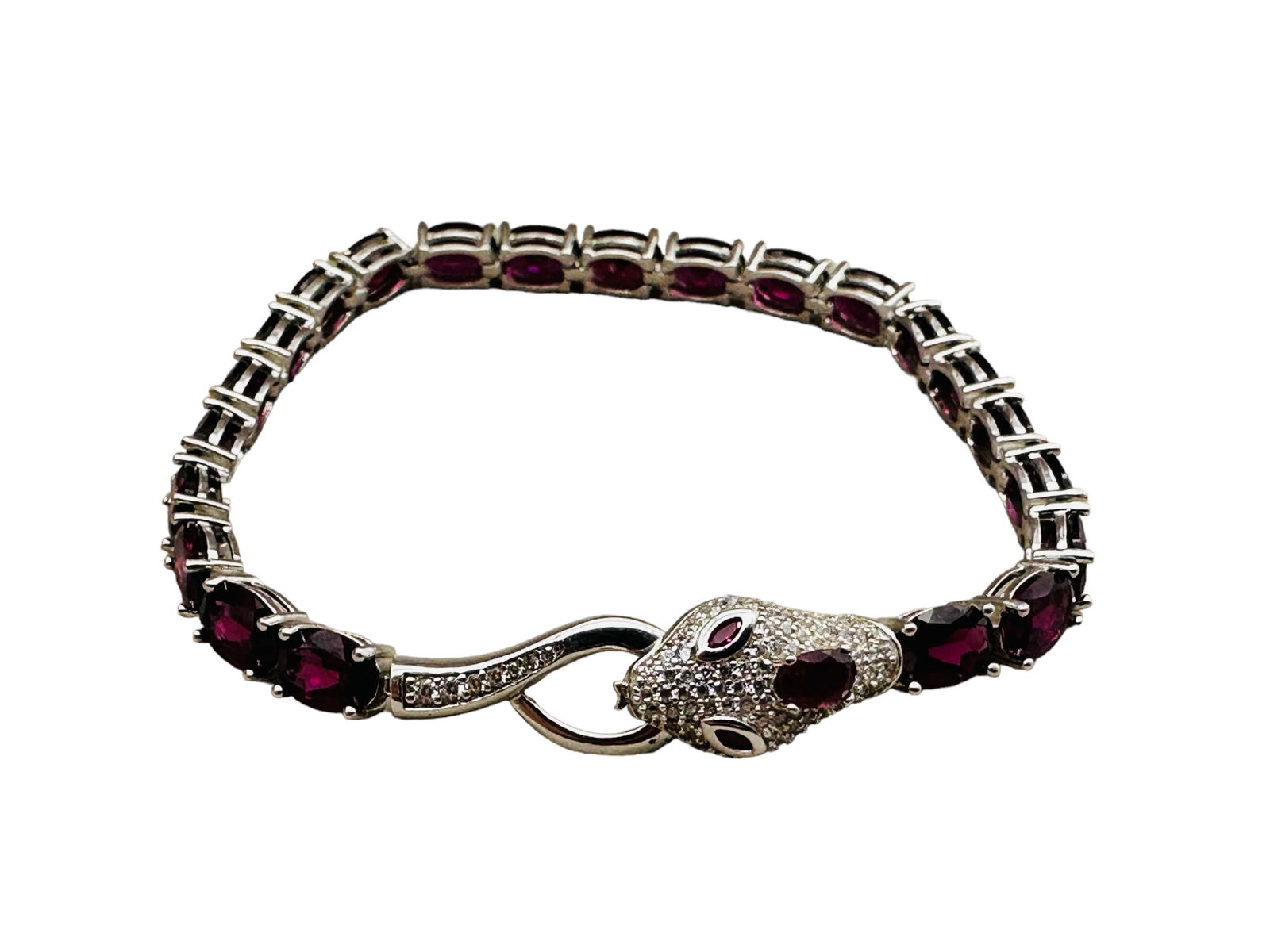 Sterling Silver & Amethyst Snake Tennis Bracelet (1 of 5)