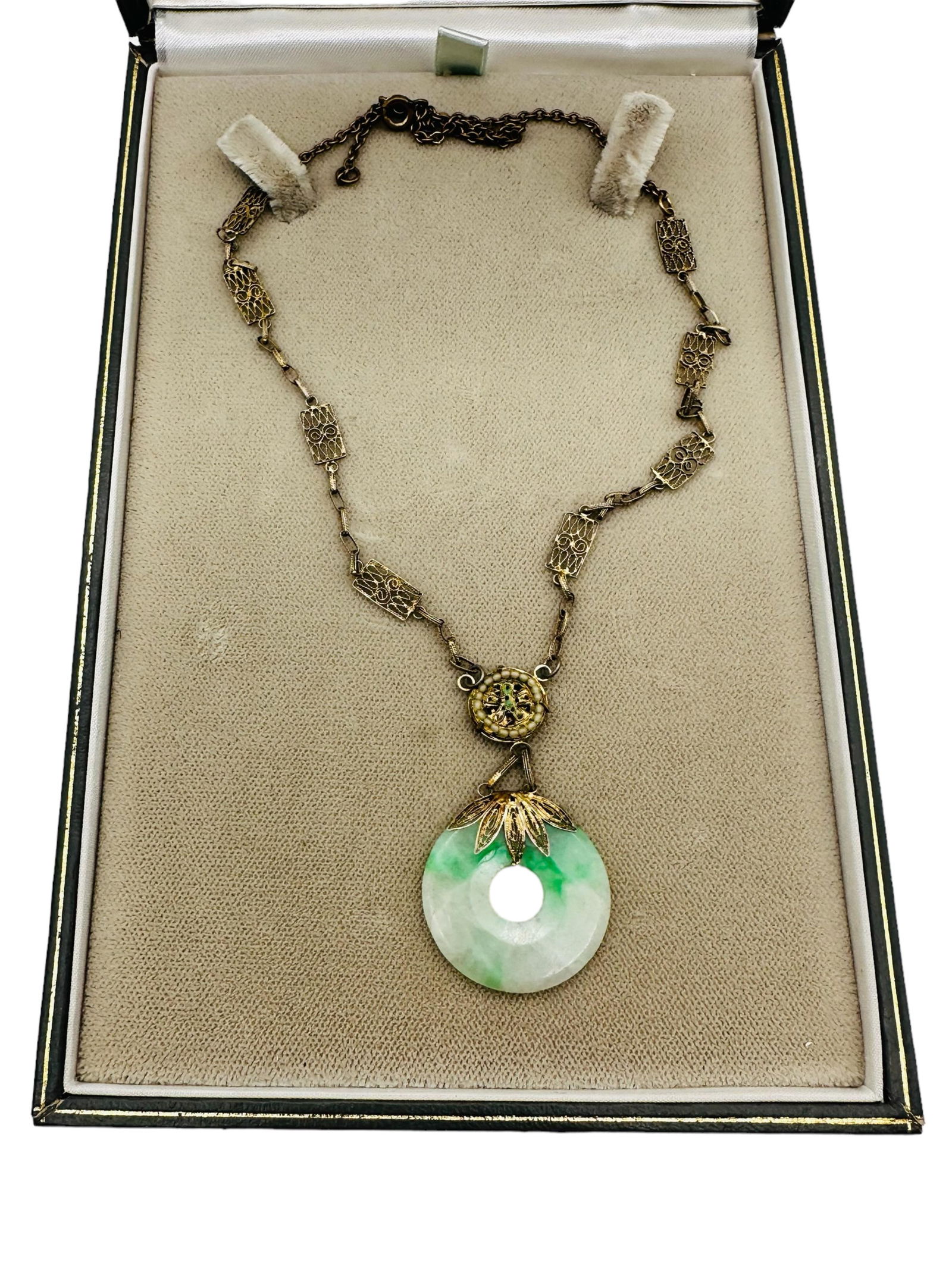 Antique Chinese Jade Pendant Silver Necklace (1 of 4)