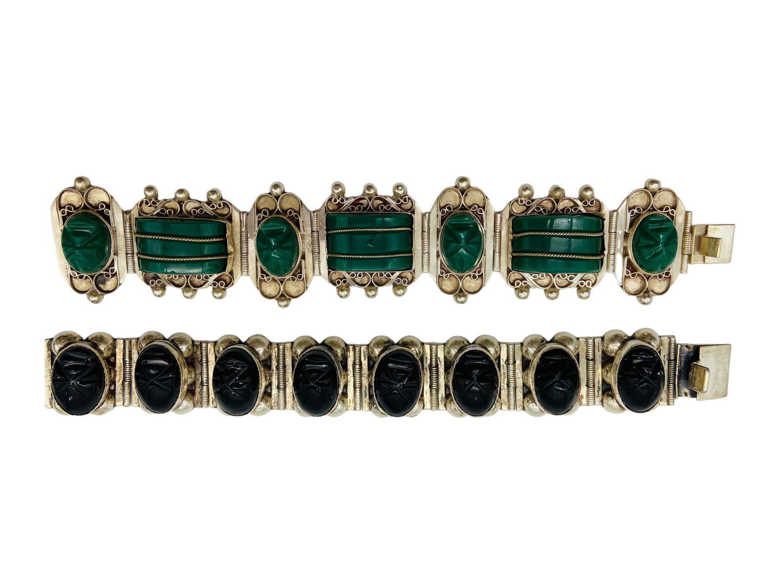 Mexican Silver/Sterling Semi Precious Bracelets (1 of 5)