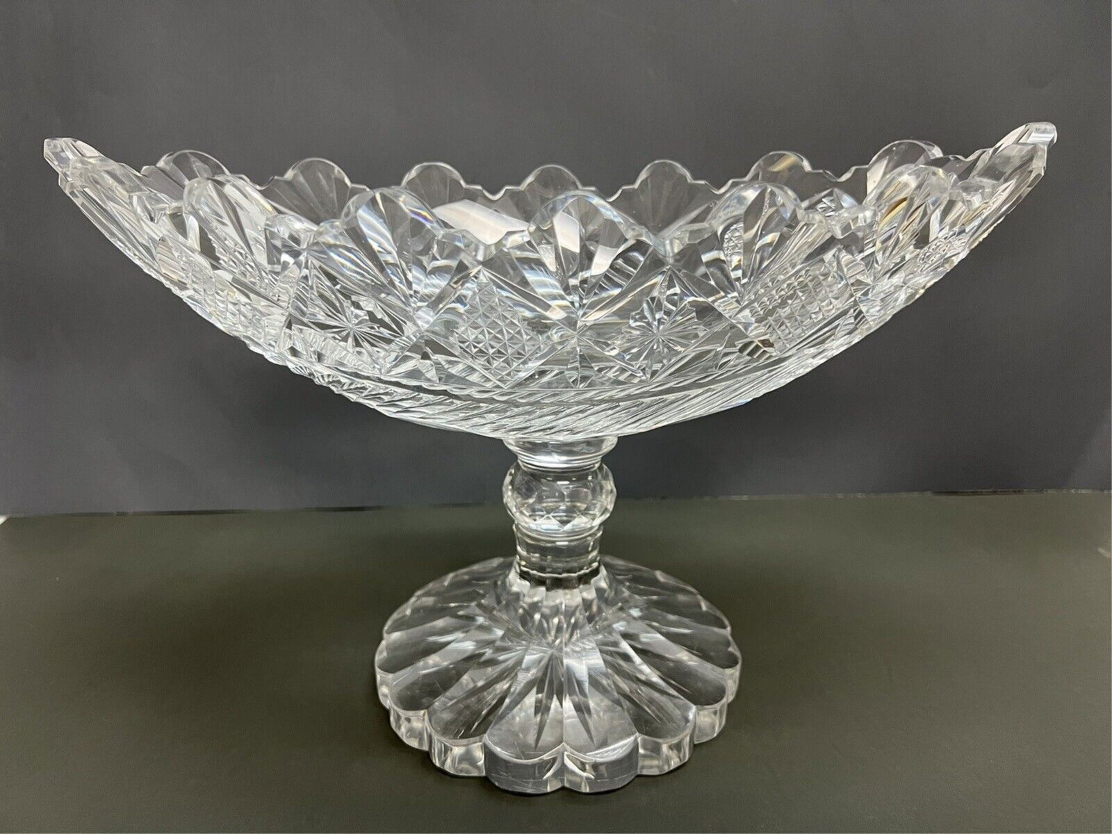Antique Cut Glass Pedestal Centerpiece Compote (1 of 4)