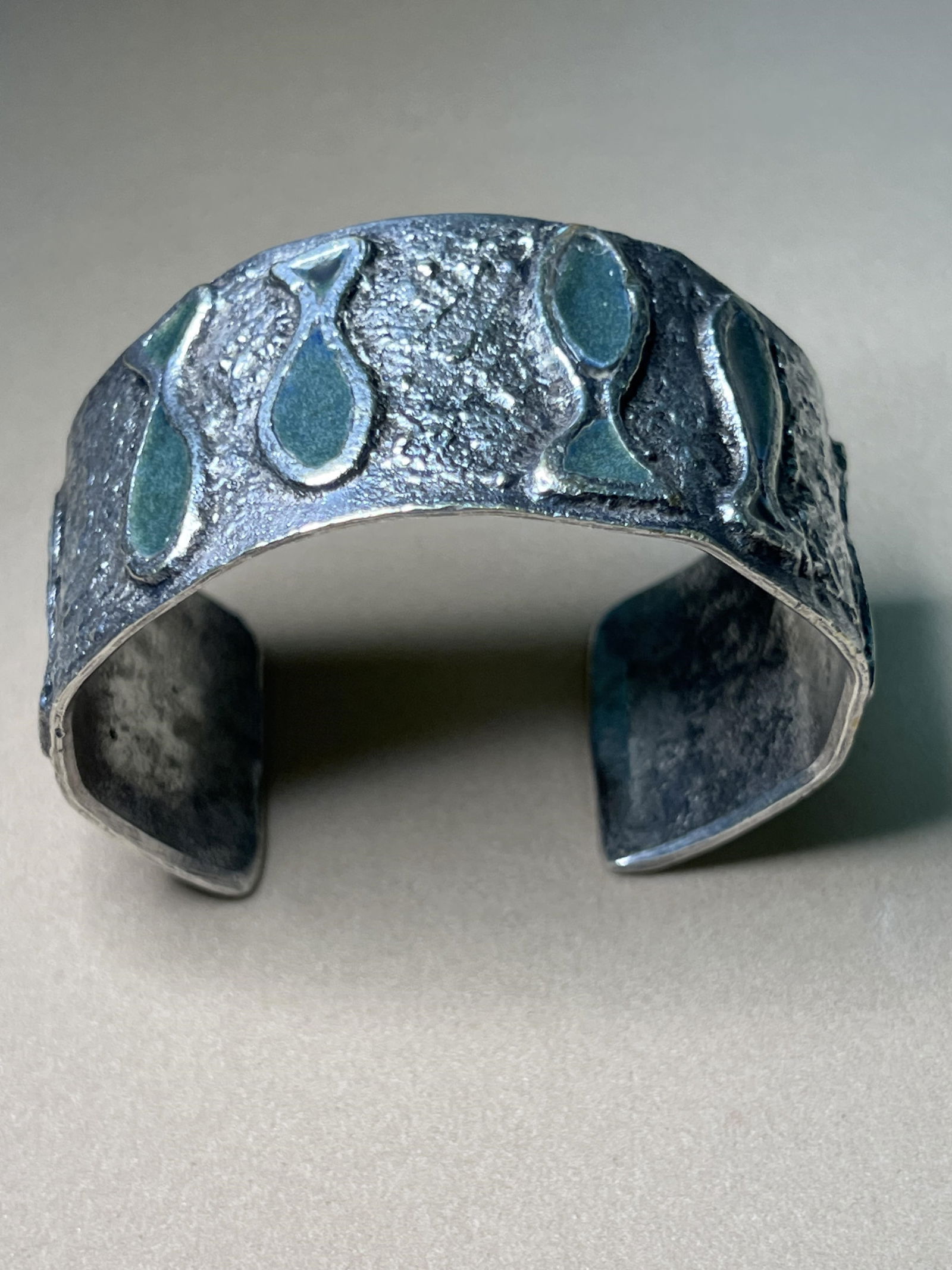 Modernist Enameled Silver Cuff Bracelet (1 of 4)