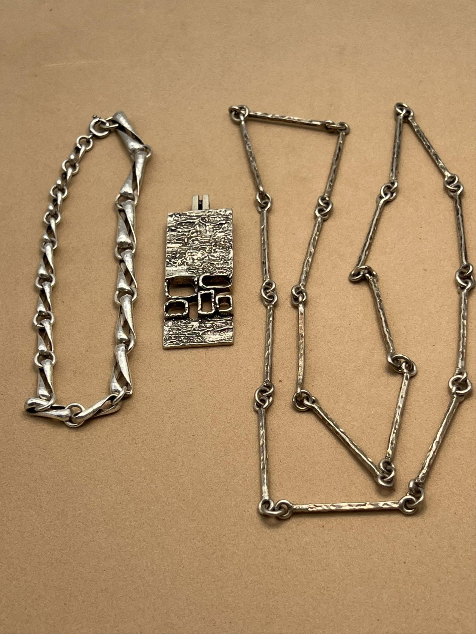 3 Piece Vintage Silver Modernist Jewelry Lot (1 of 3)