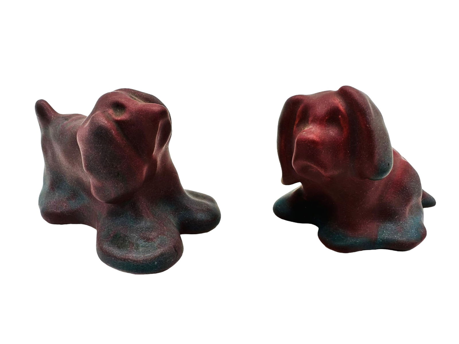 2 Van Briggle Mulberry Glaze Dog Paperweights (1 of 4)