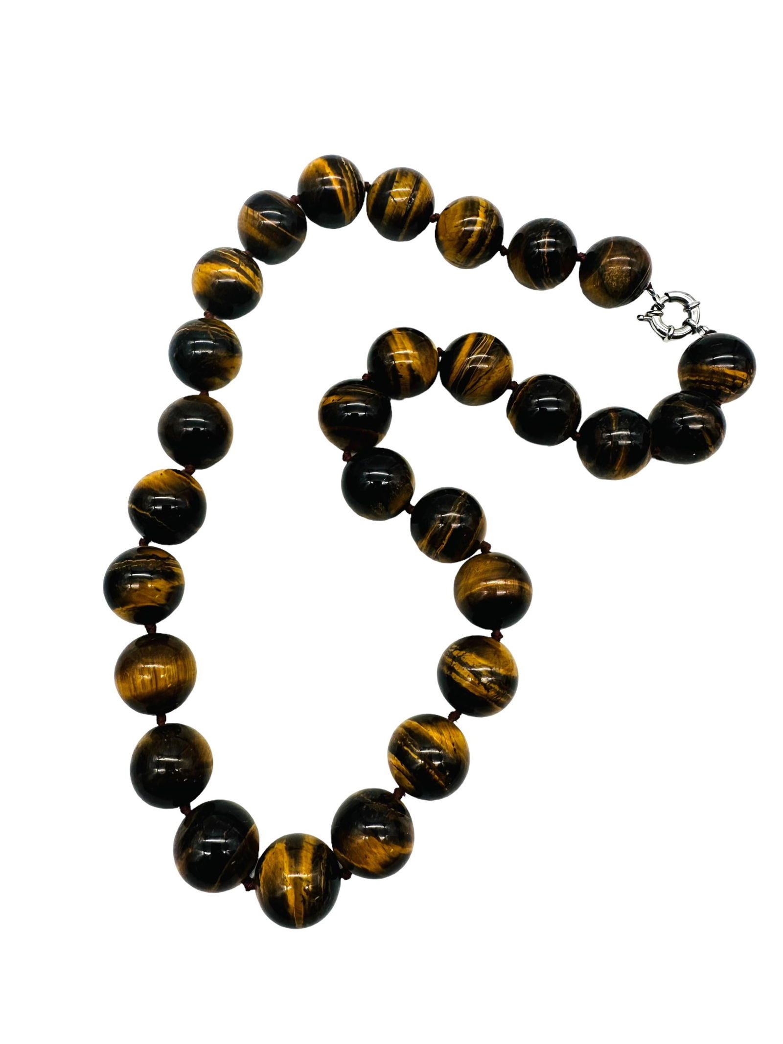 HEAVY Tiger Eye Beaded Necklace, 20mm (1 of 4)
