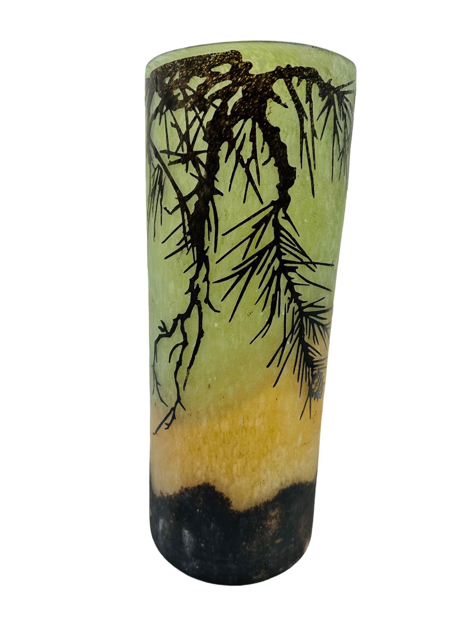 LARGE Cameo Glass Pinecone Cylinder Vase (1 of 4)