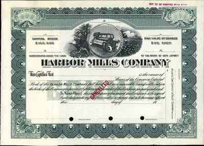 U.S. Textile Manufacturing Collection.: ca.1910-20's. 3 different specimen stocks. 1). Harbor Mills Company, NJ. Loom flanked by eagle and cotton fields; 2). Waiontha Textile Company, NY. Factory building; 3). Thayer Manufacturing Company,