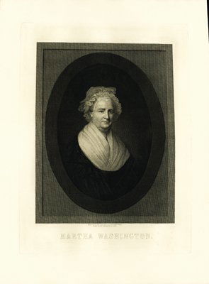 U.S. Martha Washington Print - Portrait Engraving: ca.1880's-1920's. Proof of Martha Washington portrait engraved by H.B.Hall's Sons, New York from a painting by Gilbert Stuart. 15 by 20 inches. Printed on thin card stock. XF condition.