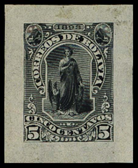 Bolivia. 1893 Allegorical Woman and Condor Essay