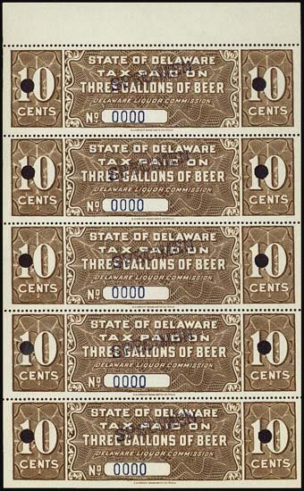 DE, Tax Paid. Not More Than 2 1/2 or 3 Gall. Beer