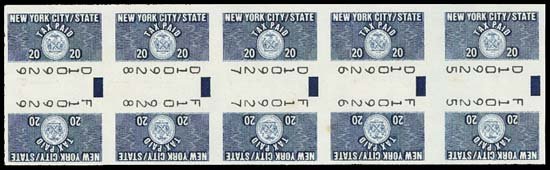 New York City/State Tax Paid Essay Stamps.