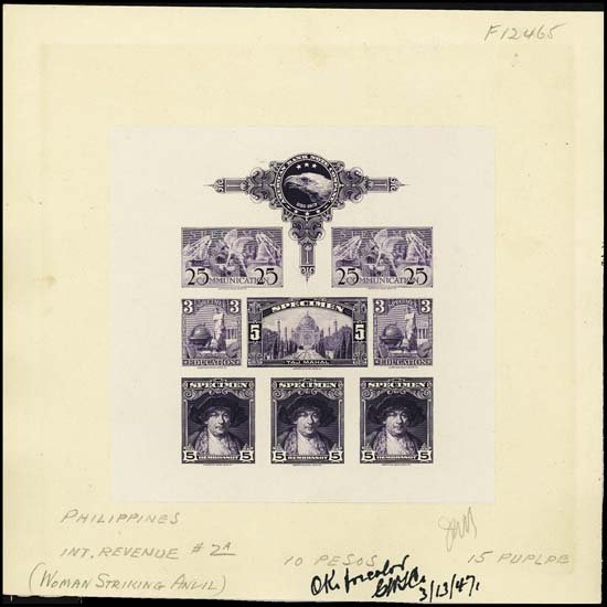 U.S. ABNC "Specimen" Stamp Sheetlet of 8 Proofs.