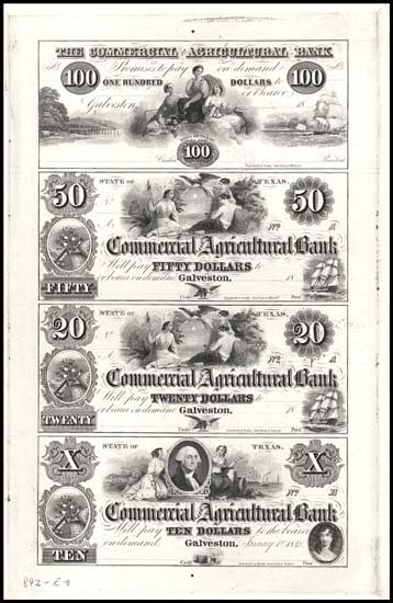 TX. Commercial & Agricultural Bank Uncut Prf Shee