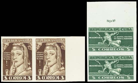 Cuba. 1943 5th Column Issue TC Prf Pairs