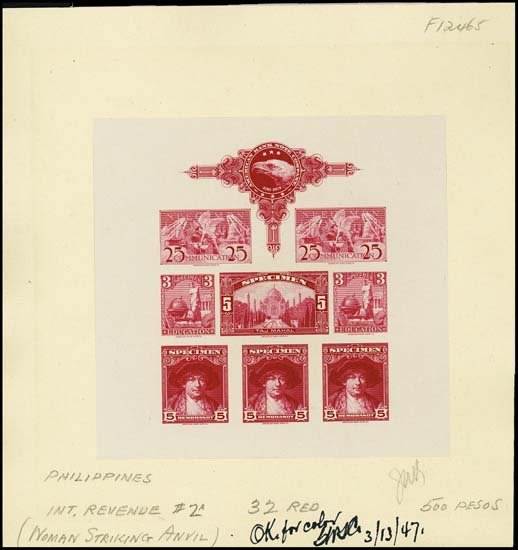 U.S. ABNC "Specimen" Stamp Sheetlet of 8 Prfs