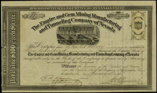 Empire and Gem Mining, Mfg & Tun Co.Nevada. 