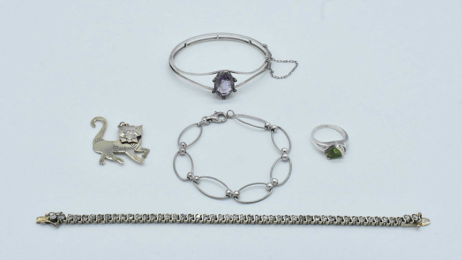 Group of Sterling Bracelets,Ring,Brooch (1 of 6)