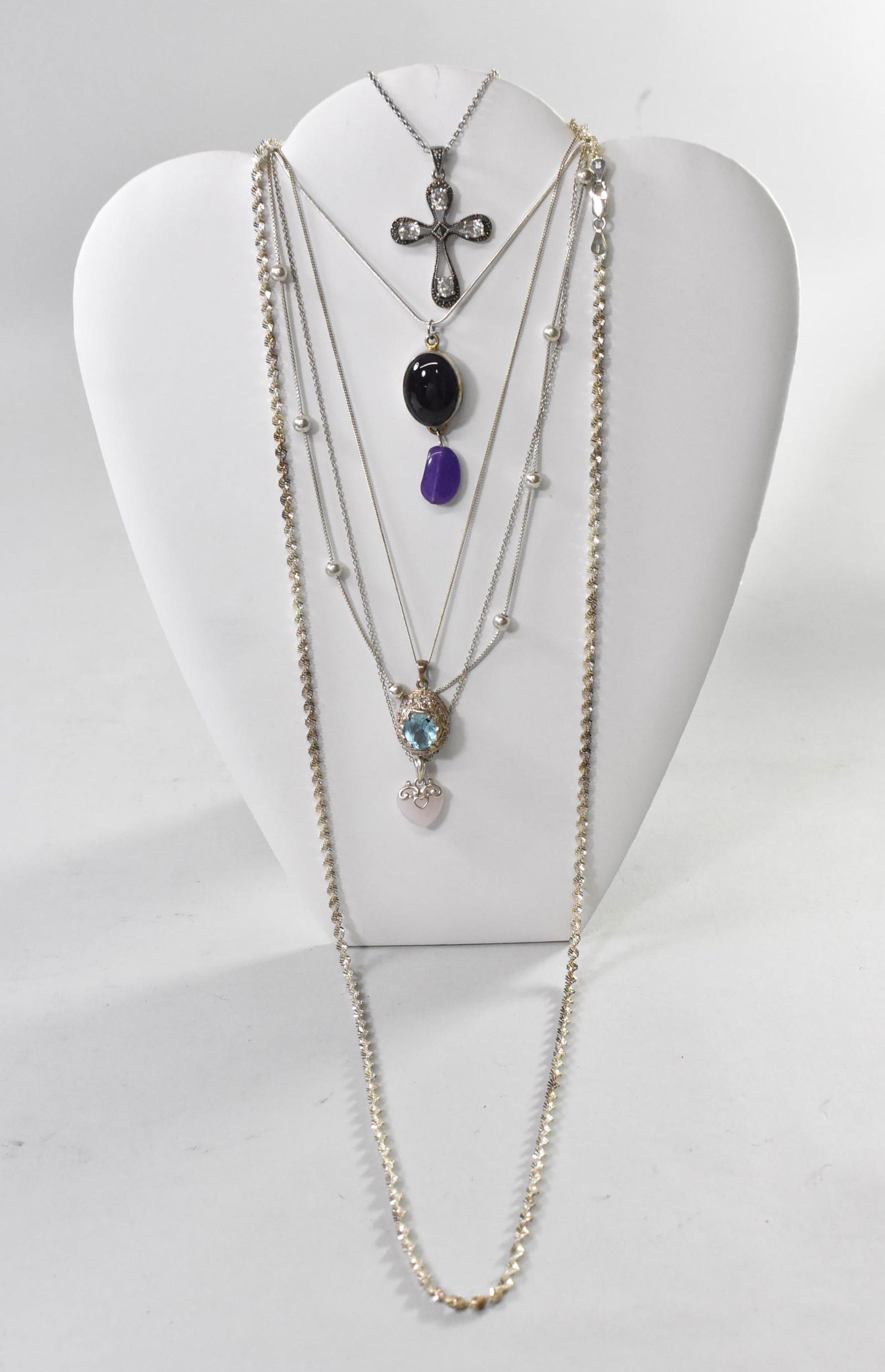 6 Sterling Silver Necklaces (1 of 6)