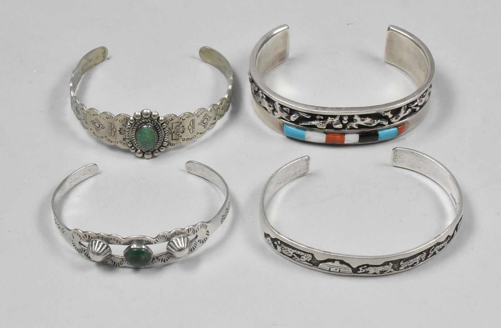 Lot of  4 Navajo Silver Bracelets (1 of 5)