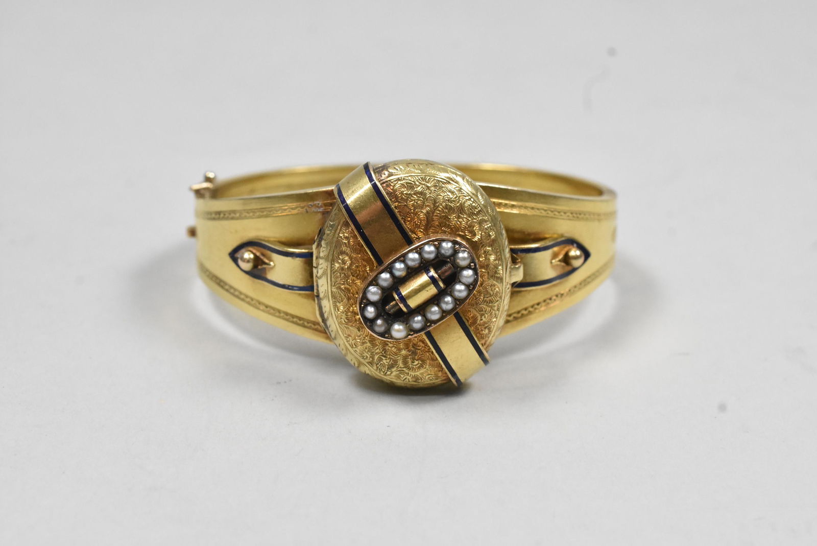 Victorian 14K Enameled Locket Bracelet (1 of 6)