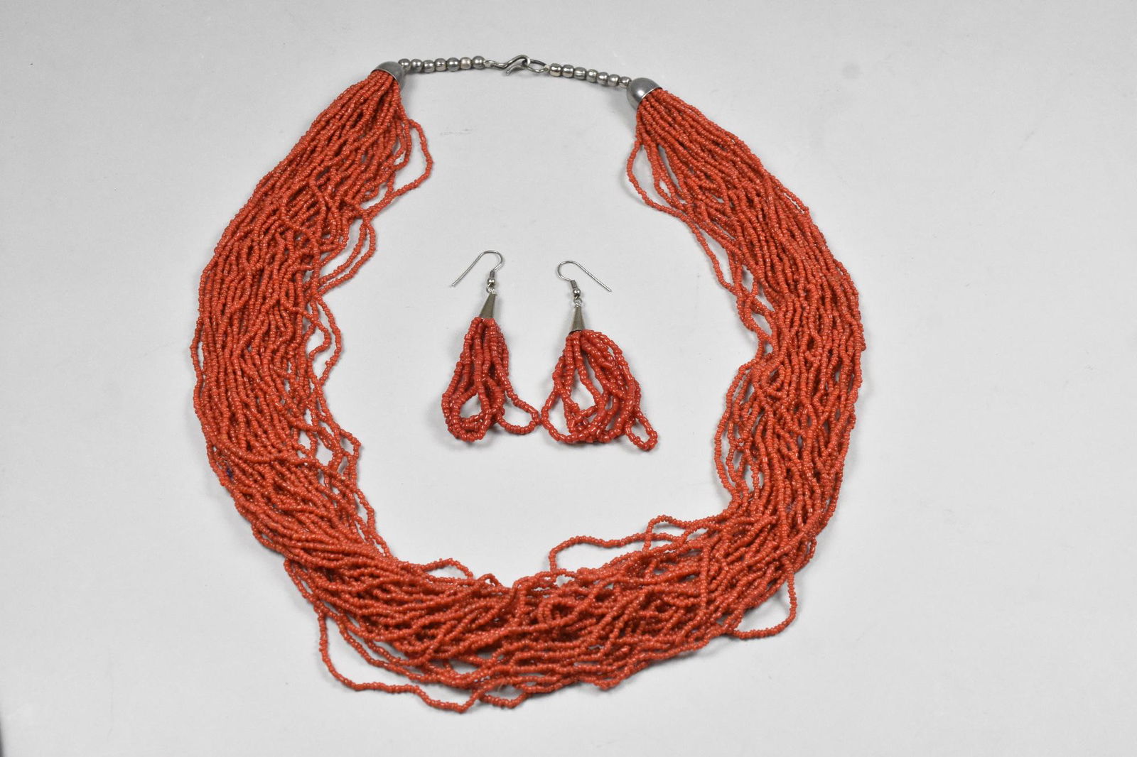 Vintage Red Coral Multi-Strand Necklace and Earrings (1 of 4)