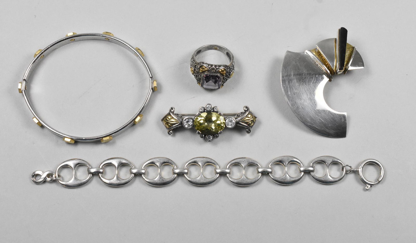 Sterling Group with Bracelets, Pins, and Ring Gucci (1 of 7)