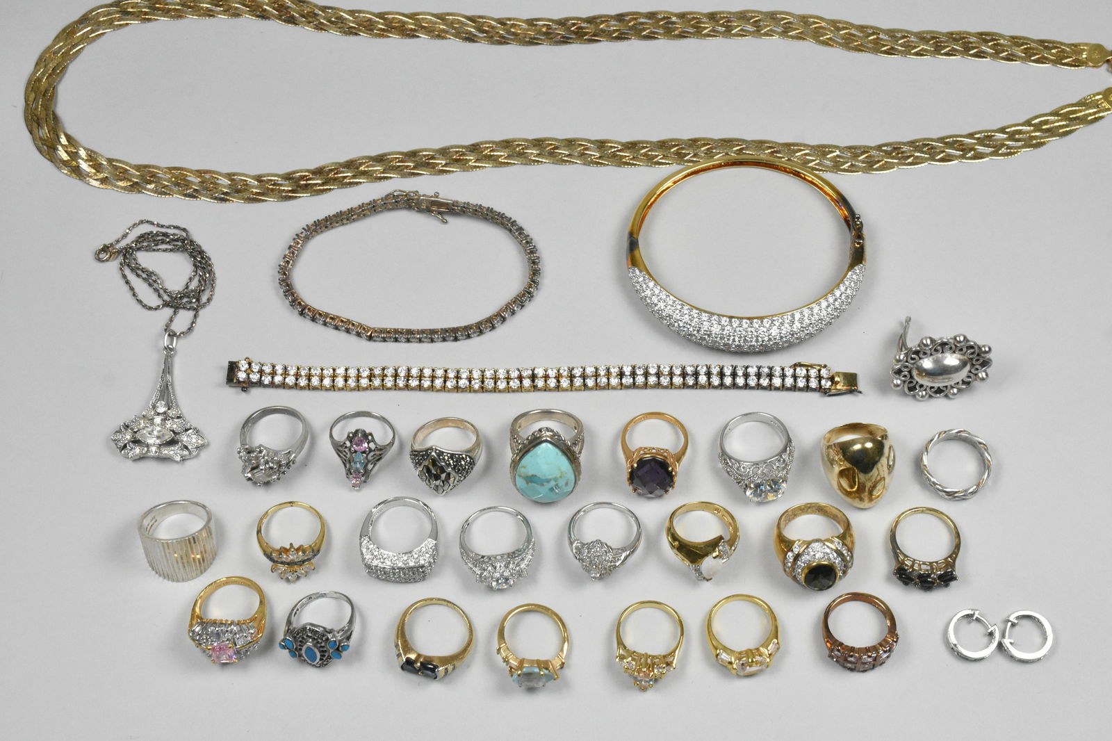 Sterling Group: Rings, Bracelets, Armani Necklace, (1 of 16)