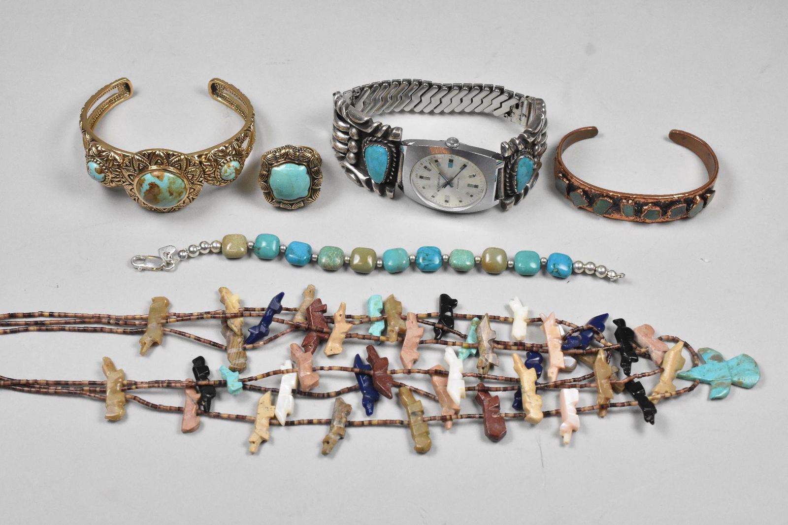 Mixed Group, Navajo Fetish Necklace, Barse Ring, Copper (1 of 6)