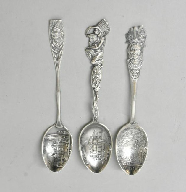 3 Sterling Demitasse Souvenir Spoons, Native American (1 of 4)