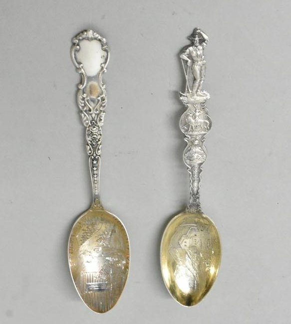 2 Sterling Souvenir Spoons, Mining Colorado Gold Rush (1 of 3)