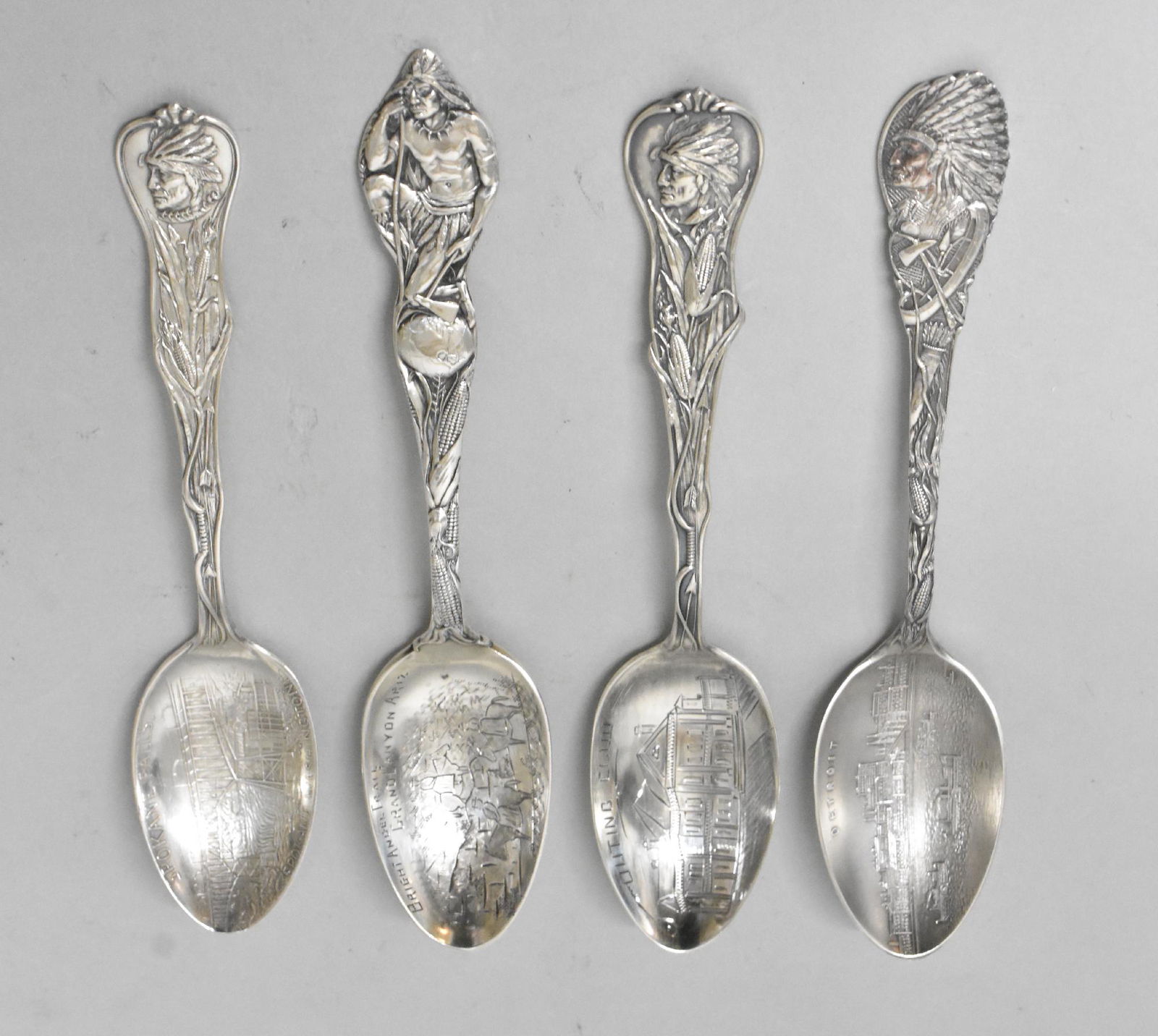 4 Sterling Silver Souvenir Spoons Native American (1 of 4)