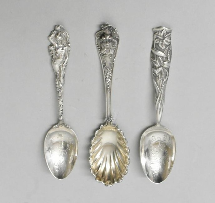 3 Sterling Silver Art Nouveau Souvenir Spoons (1 of 5)