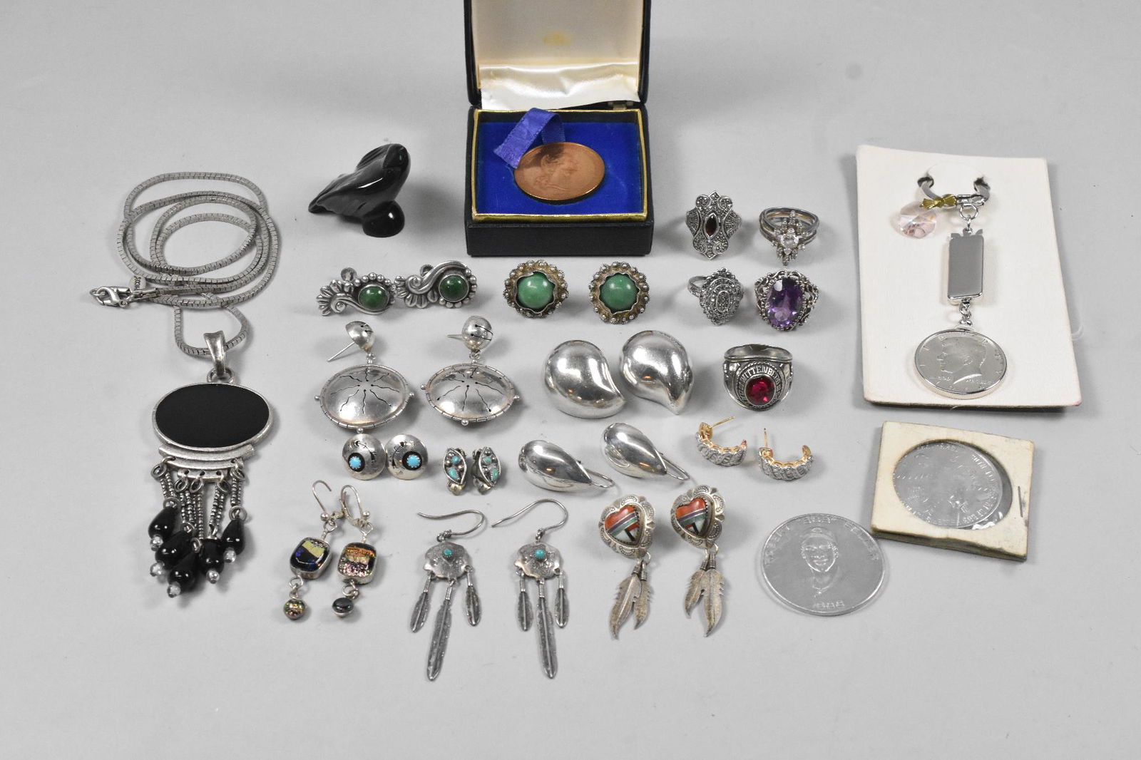 Sterling Earrrings, Rings Kennedy Half Dollar, Josten (1 of 9)