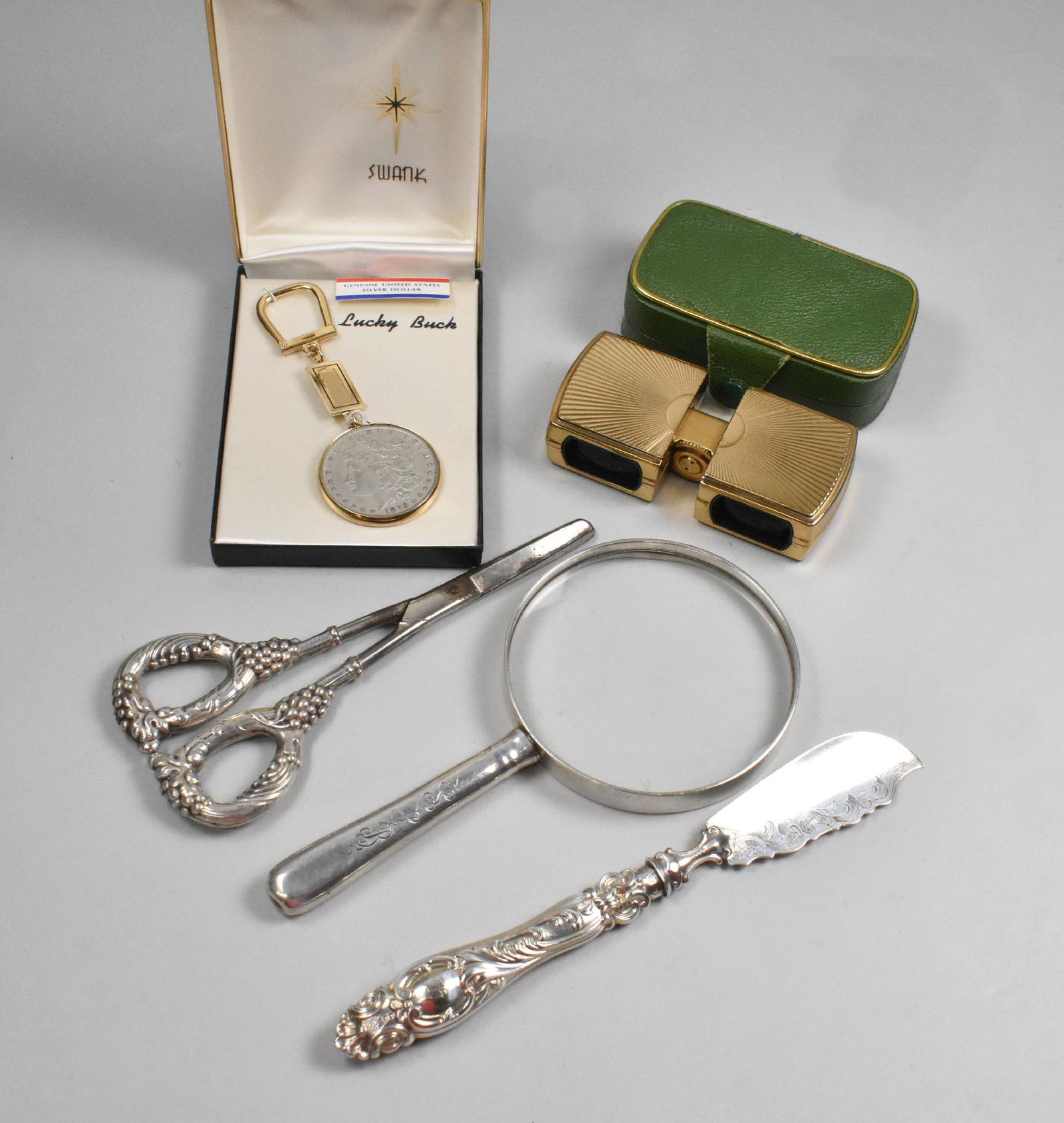 Tiffany Sterling, 1879 Silver Dollar, Knife, Glasses (1 of 5)