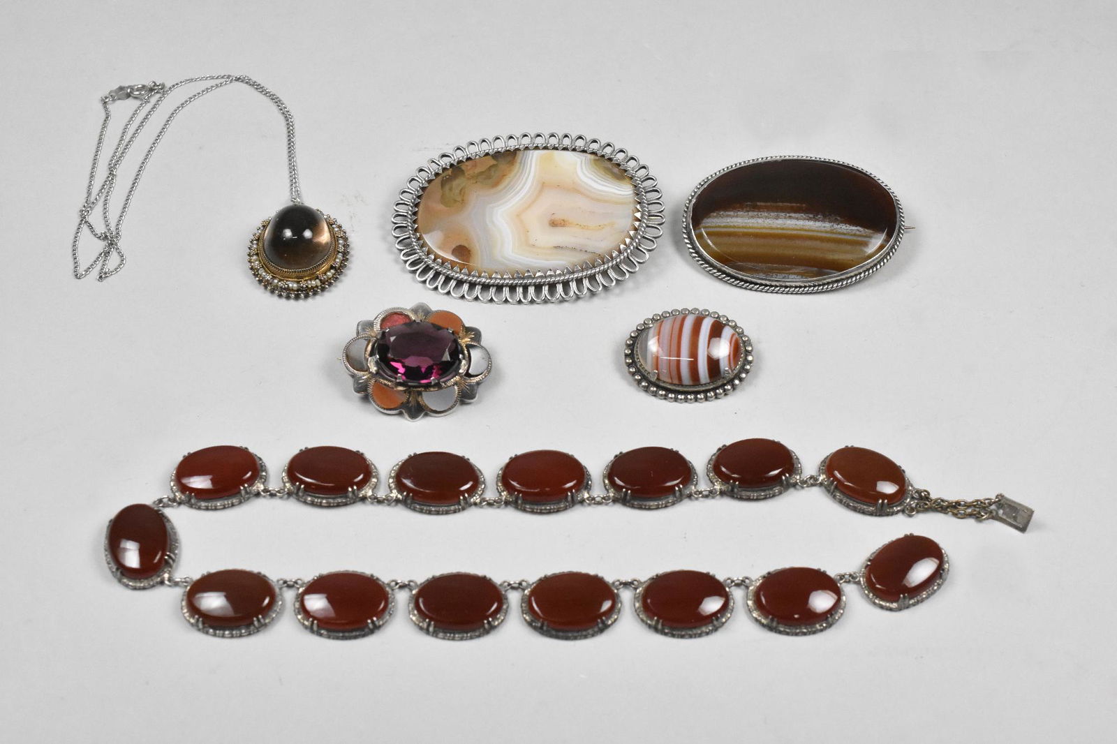 Antique Agate Brooches, Necklace, Seed Pearls (1 of 7)