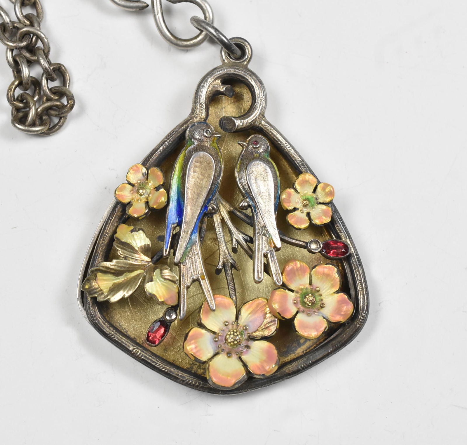 Sterling Enameled Bird Locket (1 of 5)