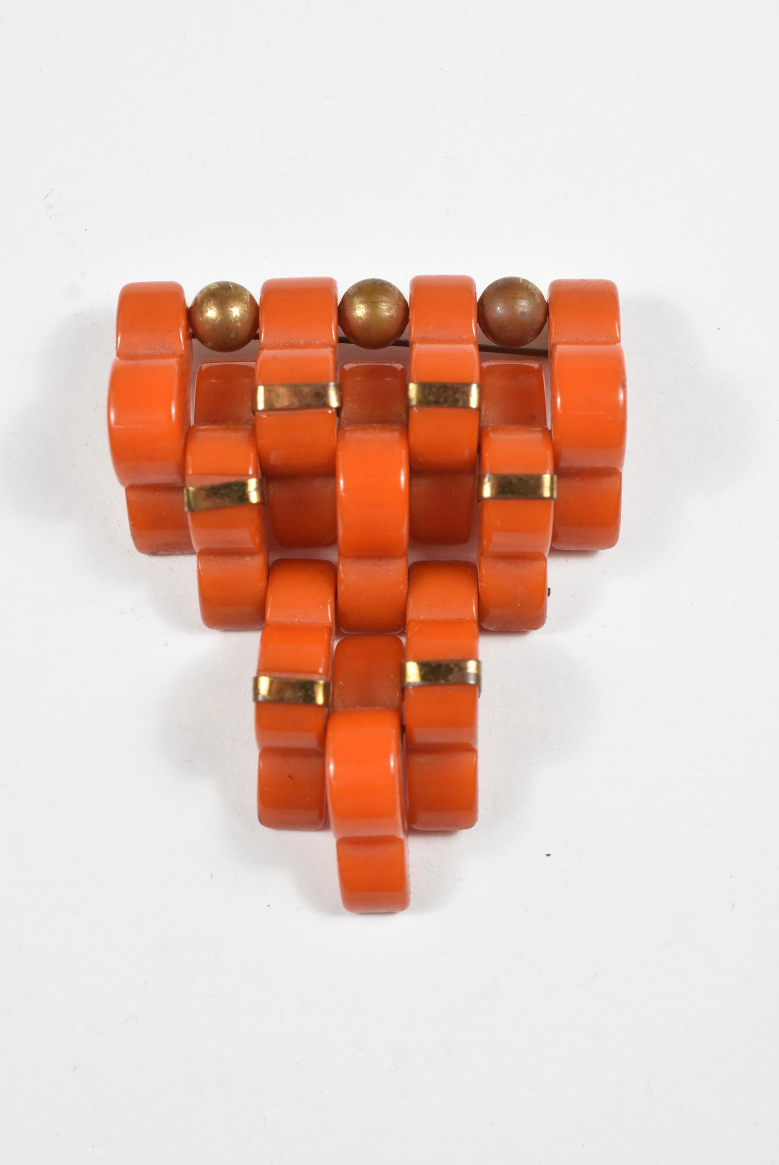 Burnt Orange Bakelite Pin (1 of 3)