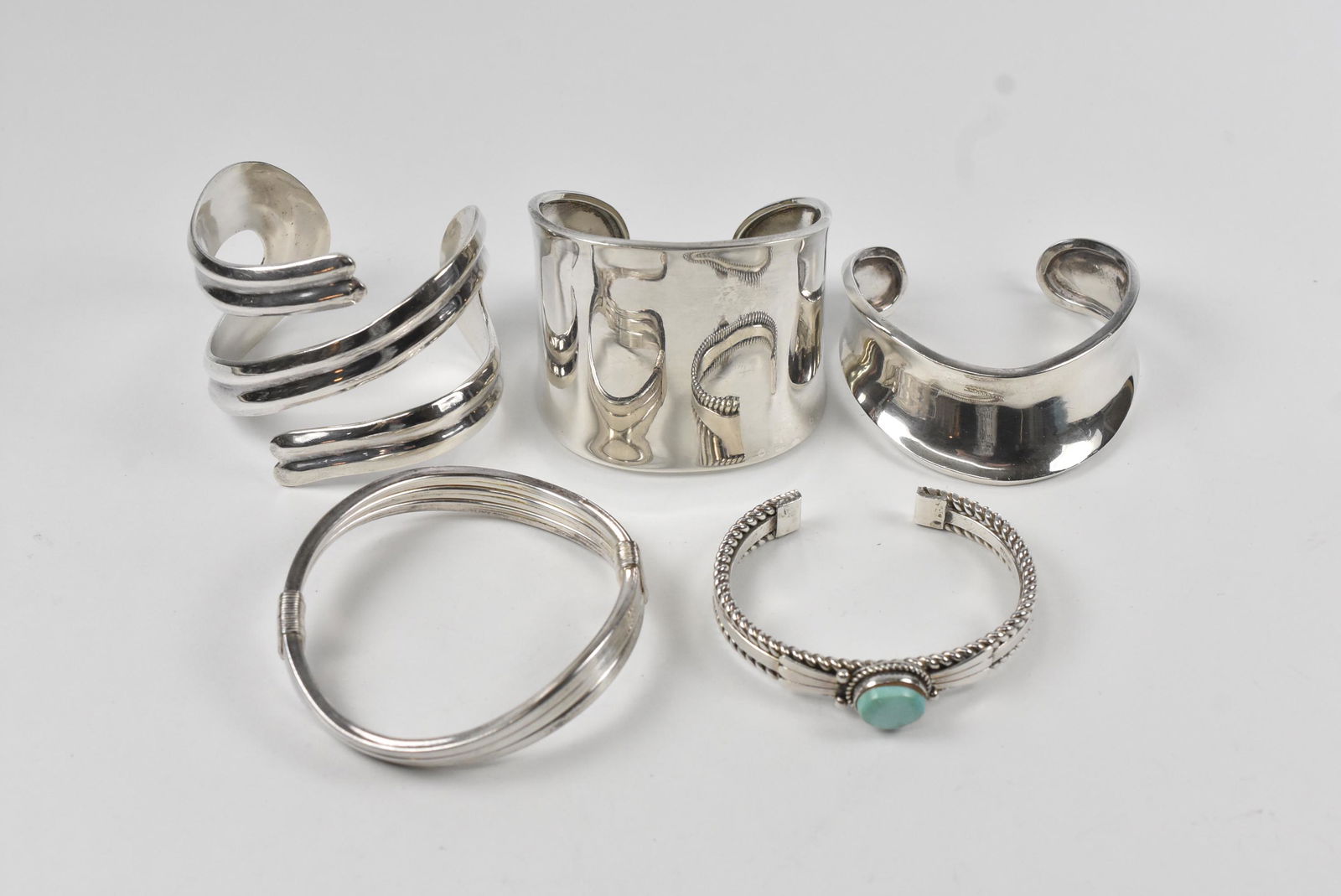 5 Sterling Silver Bracelets Turquoise, Italy , Mexican (1 of 12)