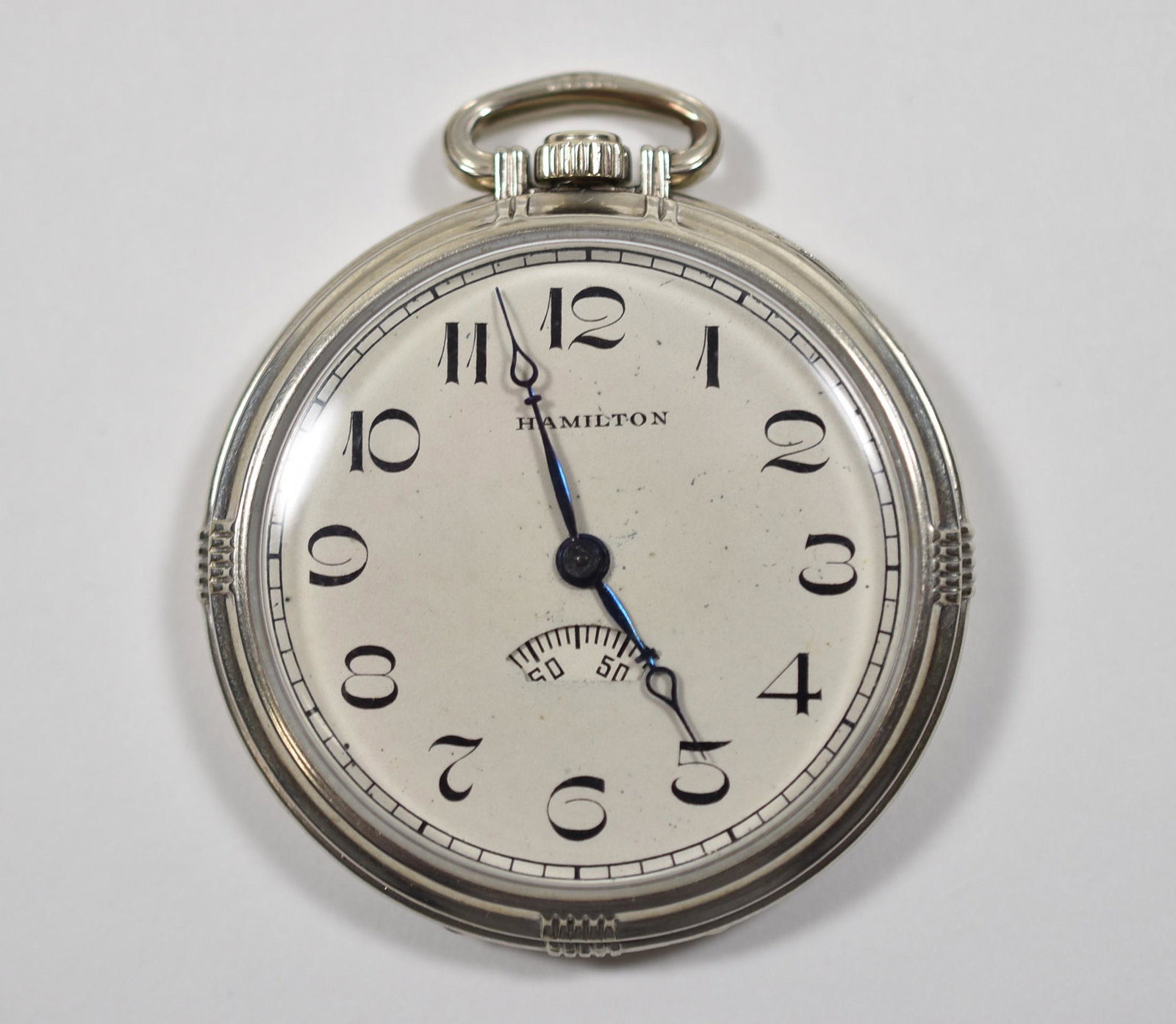 Hamilton 12S Model 912: Hamilton Pocket Watch 12S 17J, Serial number 3397454, 14K GF, Digital model rotating seconds window, running condition, monogrammed HRP.