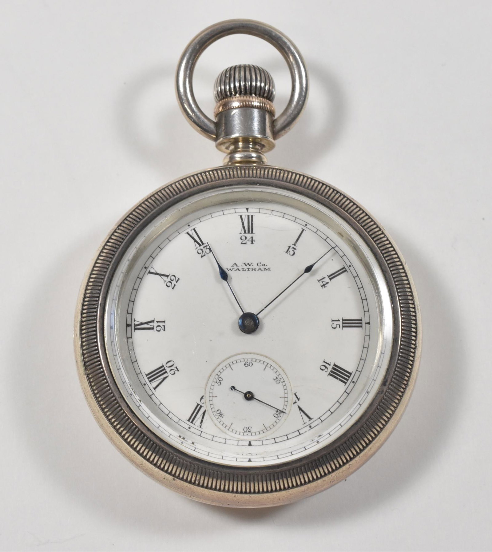 Waltham P.S. Bartlett Civil War Style: Waltham Pocket Watch P.S. Bartlett Civil War style, 18S 15J, serial number 3027881, Canadian dial, Silver AWW Co, running condition.