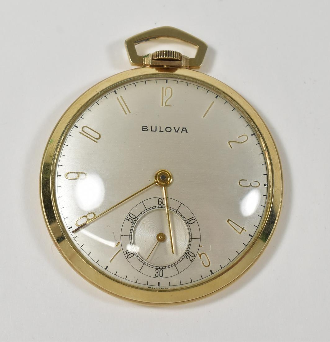 Bulova OF 14K 12S: Bulova OF 14K gold, 12S 17J, 17 AH, back is inscribed monogrammed, running condition. 43.1g TW 15.5g case