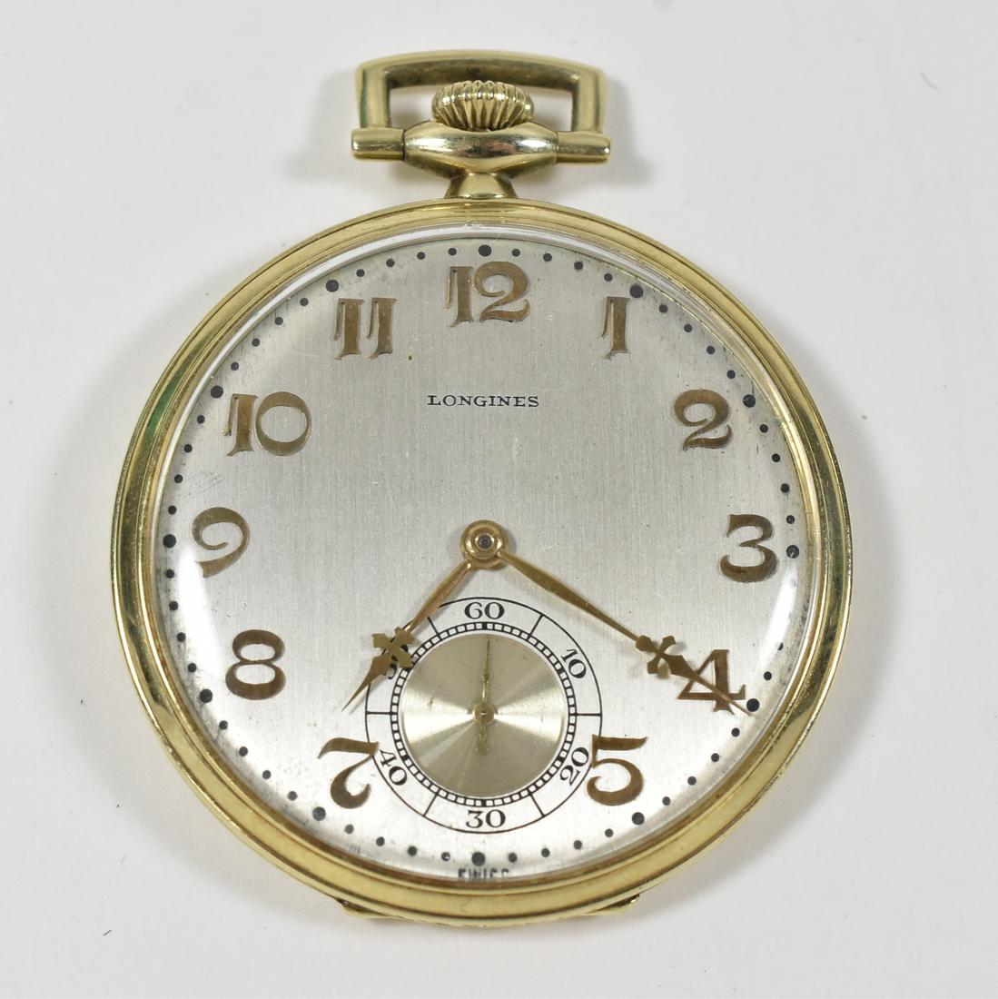 Longines 14K OF: Longines 14K gold OF, 12S 17J, serial number 4189881, 42mm movement, monogrammed back, running condition. 43.9g TW 17.1g case.