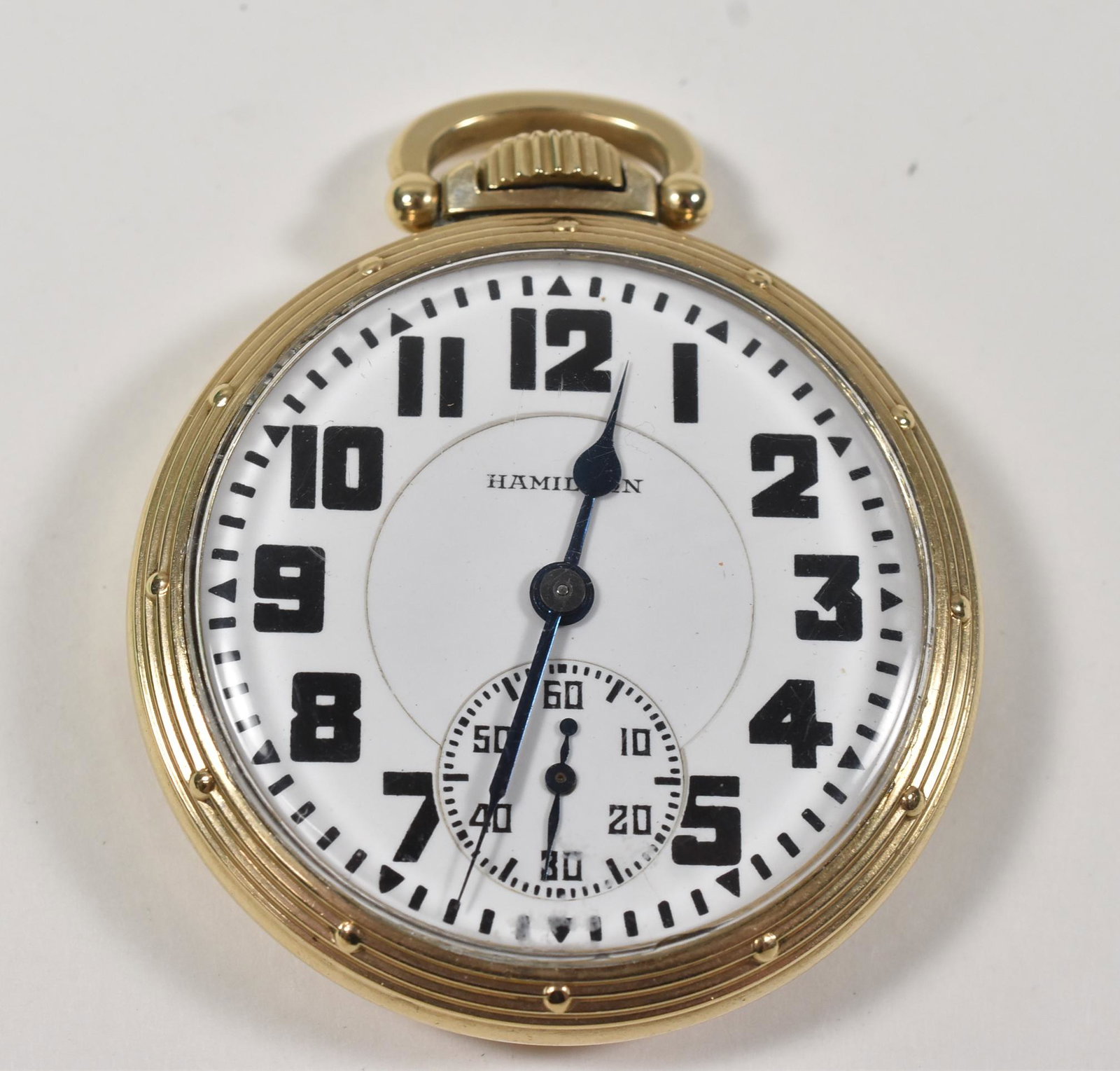 Hamilton 992E, Elinvar Railroad, Rare: Hamilton 992 Elinvar railroad, 16S 21J, 992 Elinvar spring, 5 position, Double roller, LS, Rare porcelain dial, arrows out, Hamilton case, serial number 2589873, running condition.