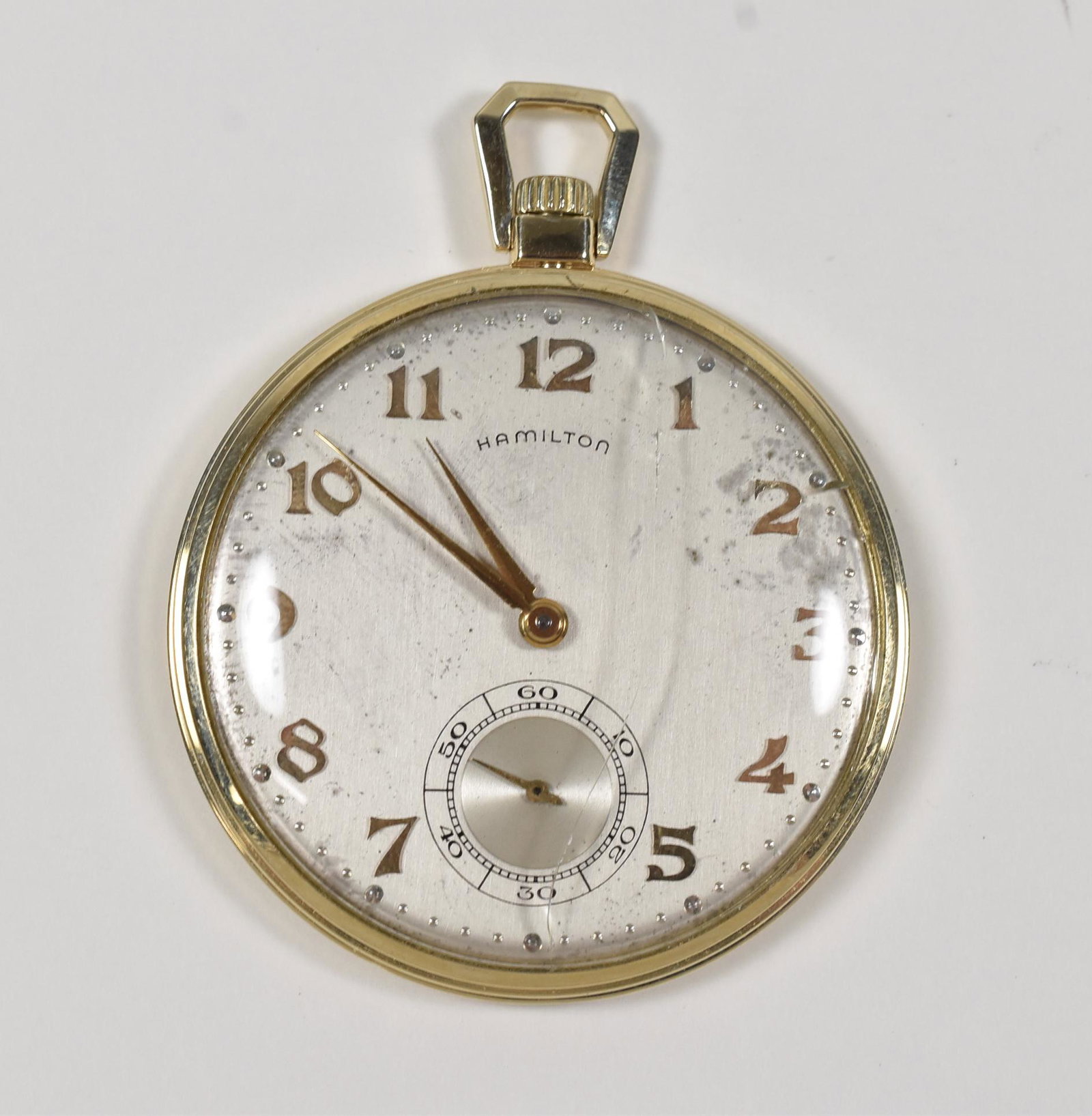 Hamilton 14K grade 945 Presentation: Hamilton 10S 23J 945, broken crystal with replacement, 14K, presentation watch for Sonoco, 57.2g TW