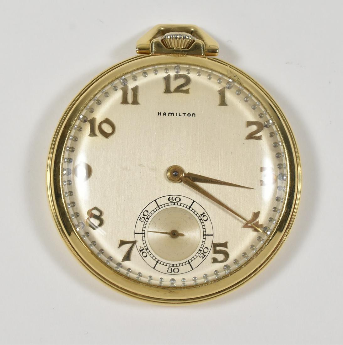 Hamilton 18K OF 923 10 Size: Hamilton 18K OF, 10S 18J model 923, serial number R2436, Hamilton case, running condition 63.6g
