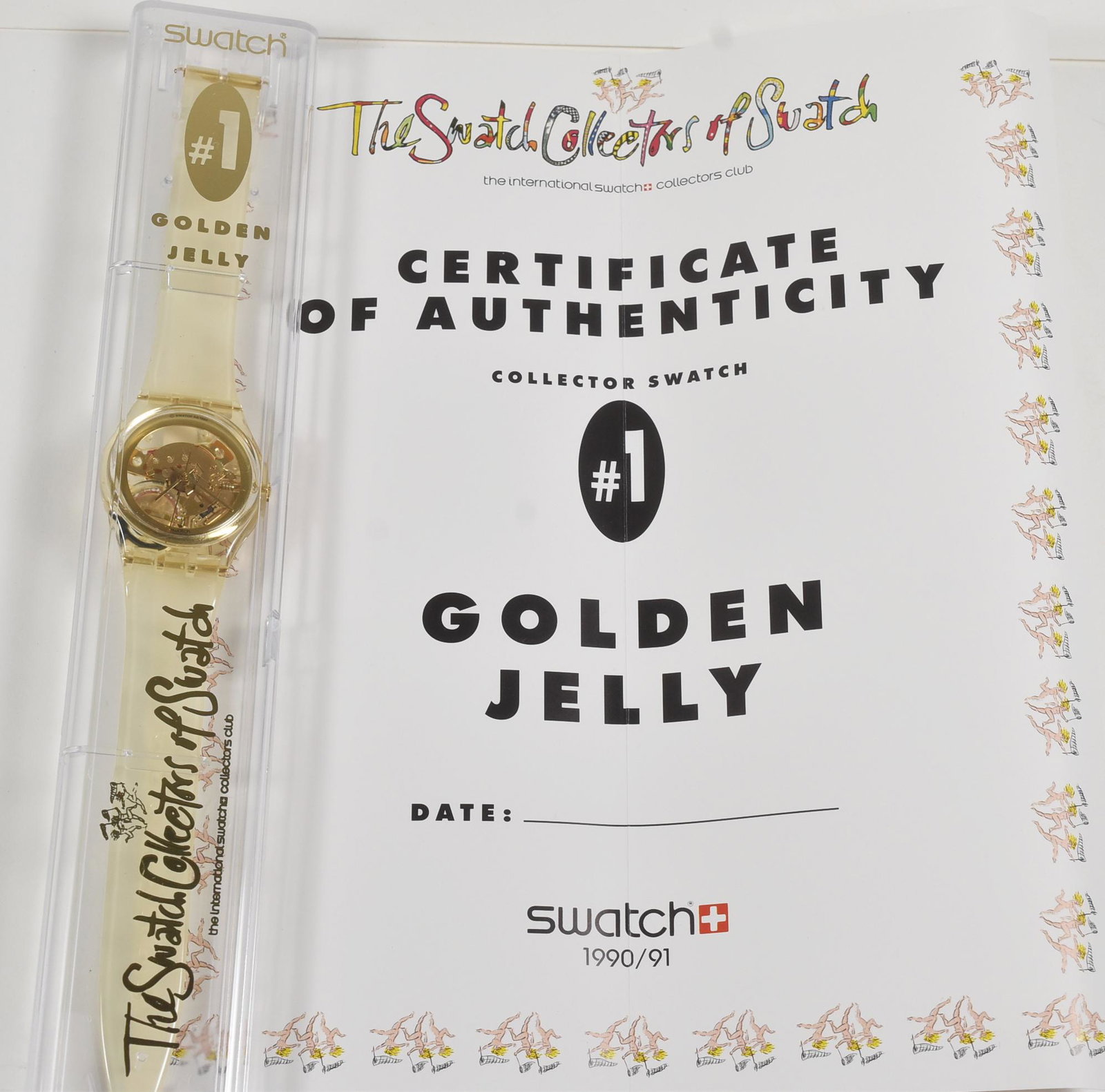 Swatch Collectors of Swatch Golden Jelly #1: Swatch Collectors of Swatch Golden Jelly #1, original box with paperwork. Not tested