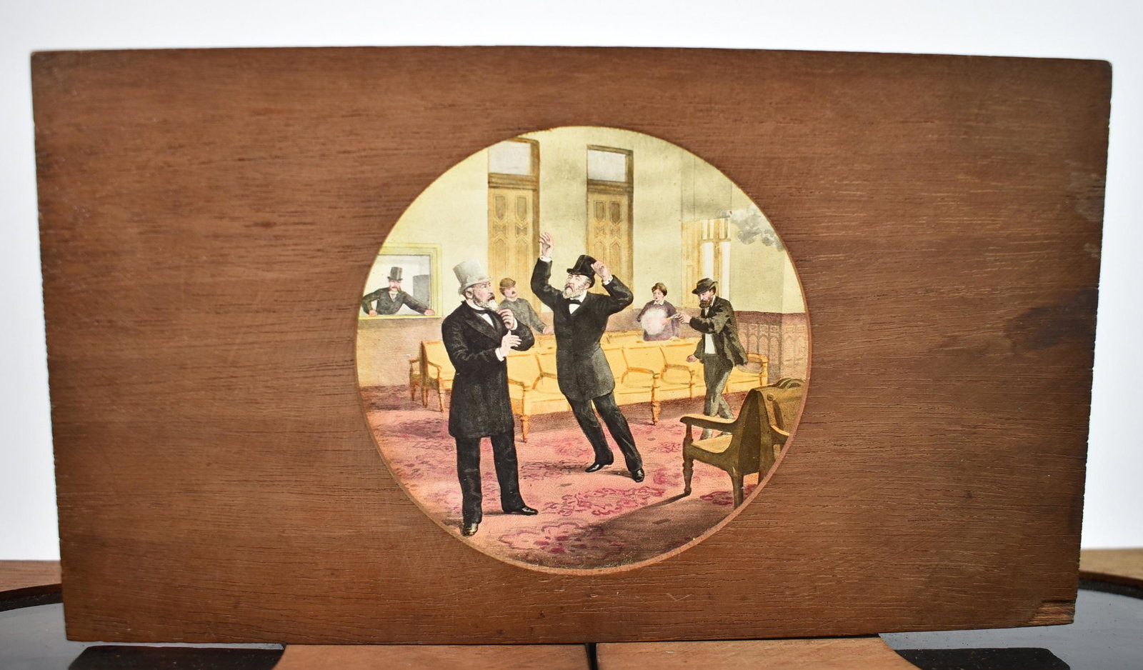 25 U.S. HISTORY - Civil War Magic Lantern Slides, McIntosh.: Magic Lantern Slides, McIntosh. 25 slides all showing scenes in U.S. History. Some slight water damage on the wood on a few of the slides. 3 are photo'd to show the quality of the images. Assassinatio